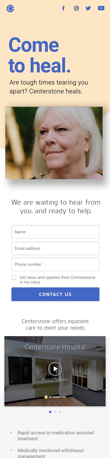 Centerstone Campaign Landing Page Mobile