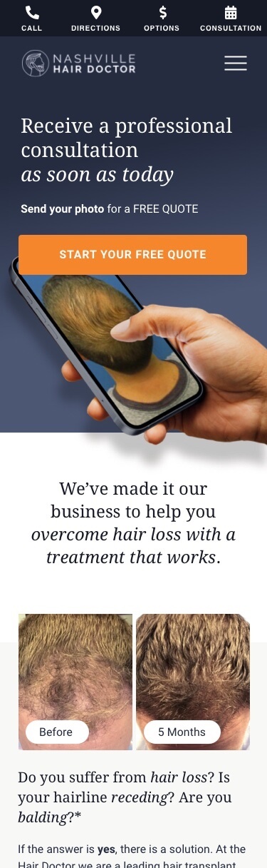 Nashville Hair Doctor Homepage Mobile