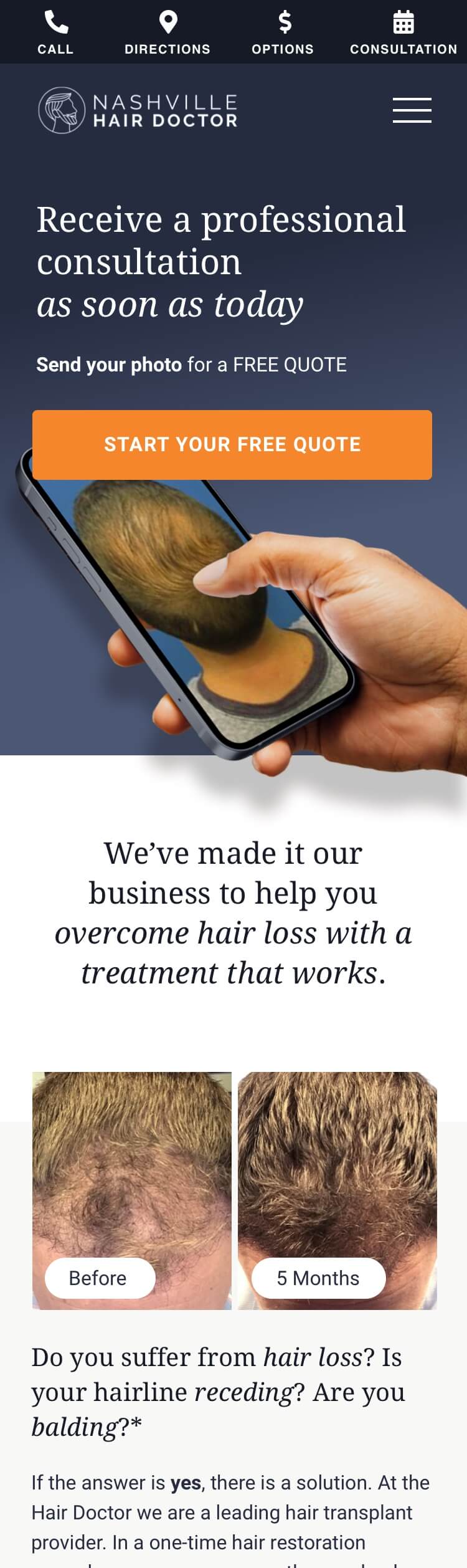 Nashville Hair Doctor Homepage Mobile